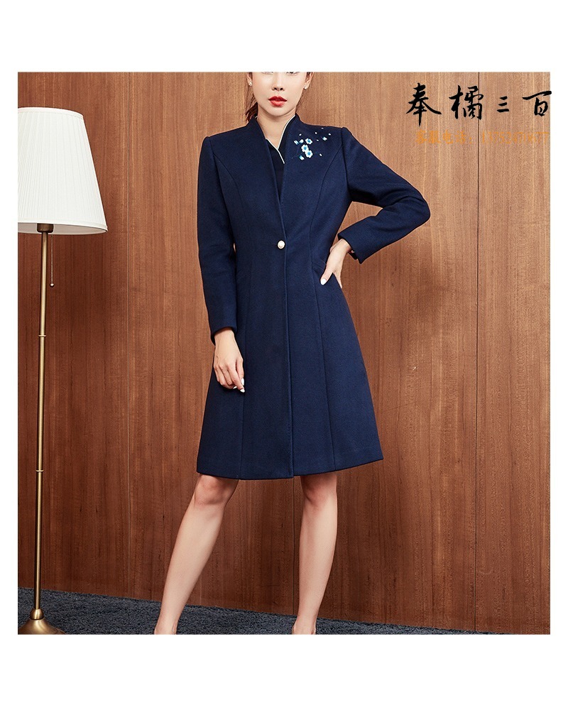 LY 涟影高端冬装呢大衣女职业装毛呢外套气质空姐制服酒店前台工作服