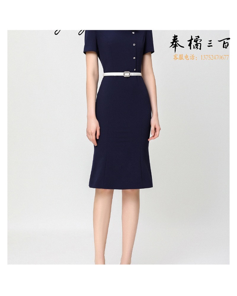 XY 职业连衣裙女时尚空姐制服气质七分袖通勤正装高级酒店前台工作装