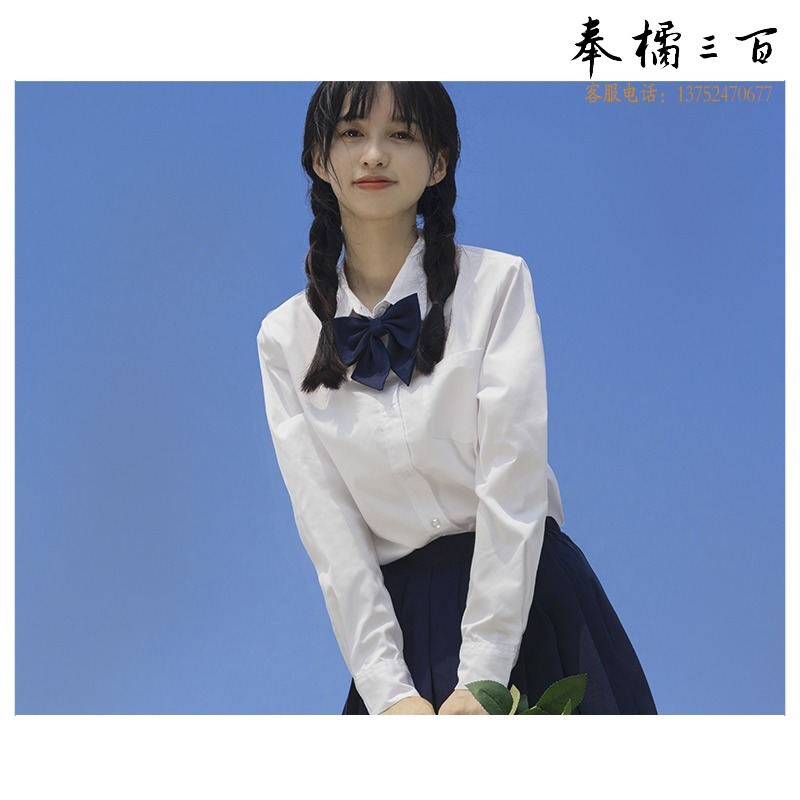 IMUPARTY 白衬衫女夏季短袖 风琴褶学院风学生制服上衣 基础款百搭圆领衬衣 普通舞台装