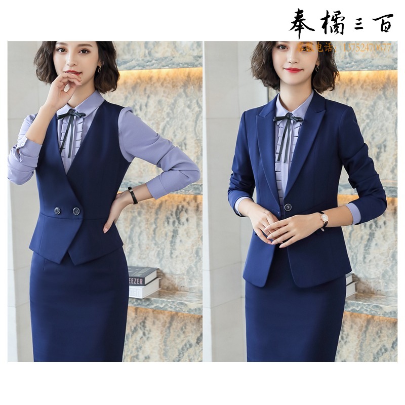 图形品牌 职业装女士西装马甲两件套裙空姐制服大学生面试珠宝店工作服