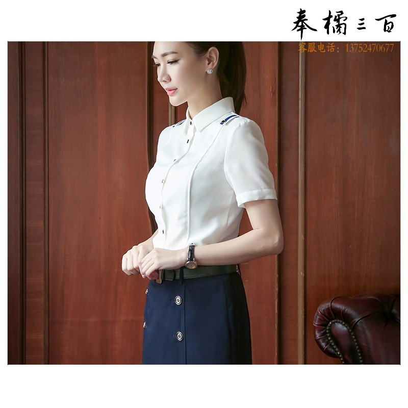 LY 涟影夏季空姐制服职业套装女短袖气质酒店前台工作服工装衬衫夏款