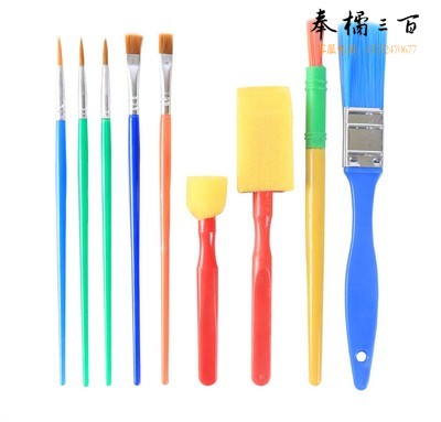 彩色画笔套装 儿童绘画涂鸦水彩画刷水粉丙烯油画学生用画笔 9支套 货号：JC