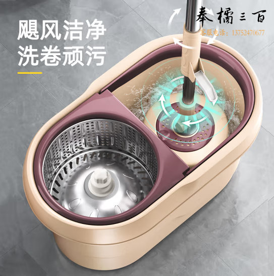 家杰优品 免手洗旋转拖把 干湿两用拖布墩布     2个拖把头