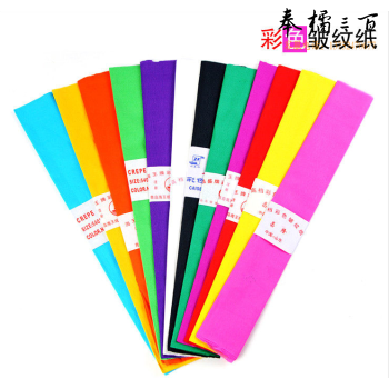 彩色皱纹纸花手工材料 手揉纸 手工折纸 儿童手工纸 压花纸 100卷/组