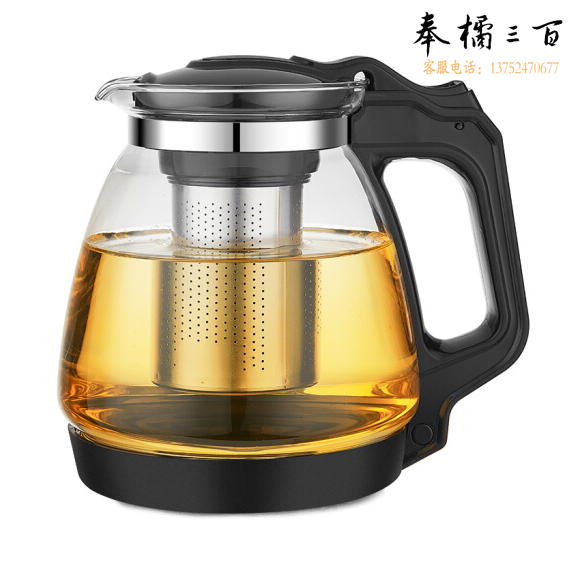 紫丁香 1700ml 玻璃泡茶壶 加厚耐热 过滤花茶水壶 功夫茶茶具 货号：JC