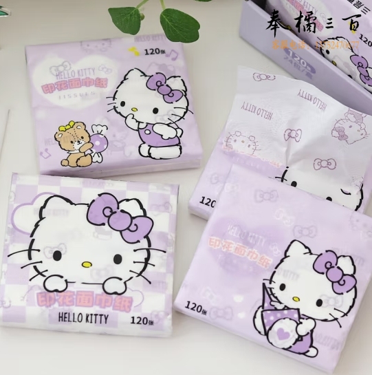 抽取式印花面巾纸 KT猫  120张/包  货号：LJ