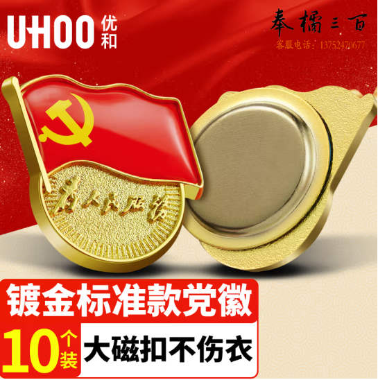 党徽 党员徽章 大磁扣（10个）装厚2mm 为人民服务党徽胸章