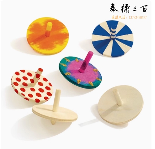 填色彩绘传统木质涂色小陀螺 7cm-8cm12个/组 货号：LJ