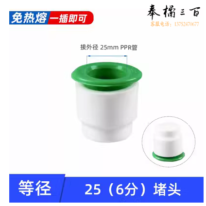 6分PPR免热熔快接堵头 快插接头管堵  货号：JC