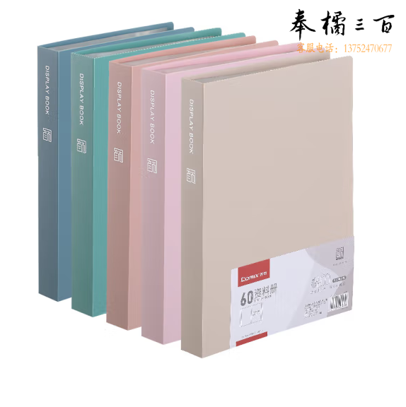 齐心  新品莫兰迪色60页资料册 办公学生插袋档案收纳A6636