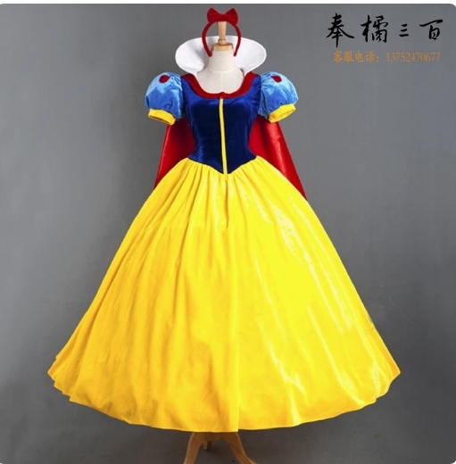 白雪公主舞台演出服   头饰+连衣裙  货号：LJ
