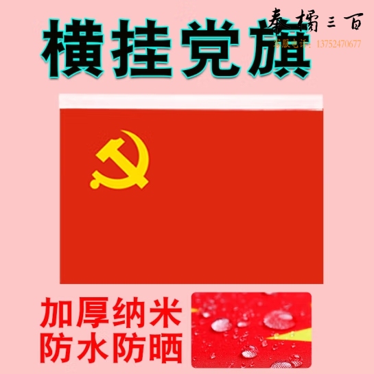横挂党旗 4号党旗 96*144cm   货号：JC