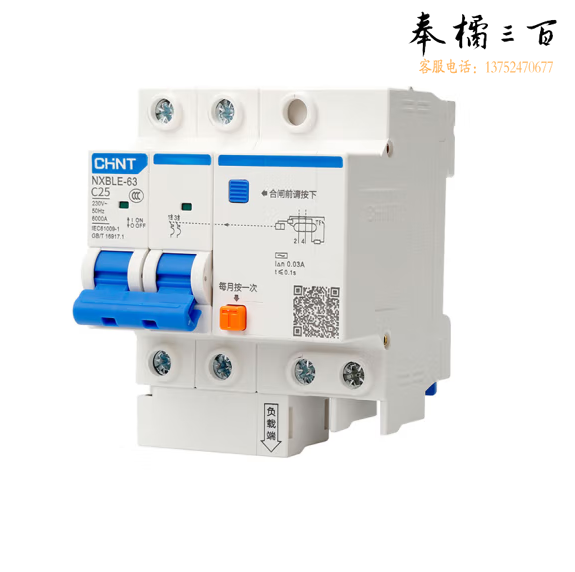 正泰 NXBLE-63-2P-C25 小型漏电保护断路器 漏保空气开关2P 25A