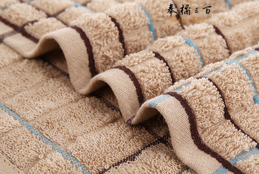 【京东超市】金号 纯棉毛巾GA1016白棕混色10条装 吸水方格面巾 70*34cm 84g/条-京东