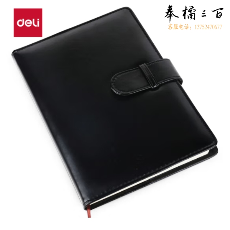 得力(deli) 25K120张商务经典皮面本搭扣软面贴芯会议记事本7946