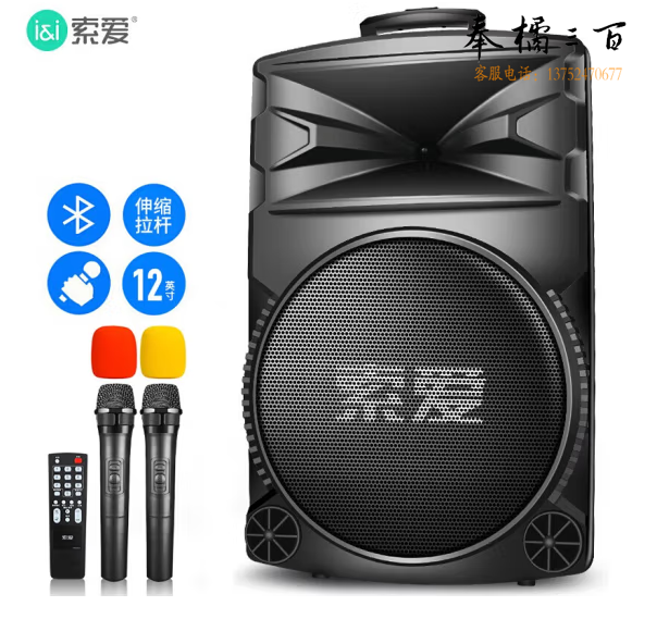 索爱  A89WM 12英寸大功率重低音广场舞音响 移动户外蓝牙音箱 A89WM 12英寸双话筒