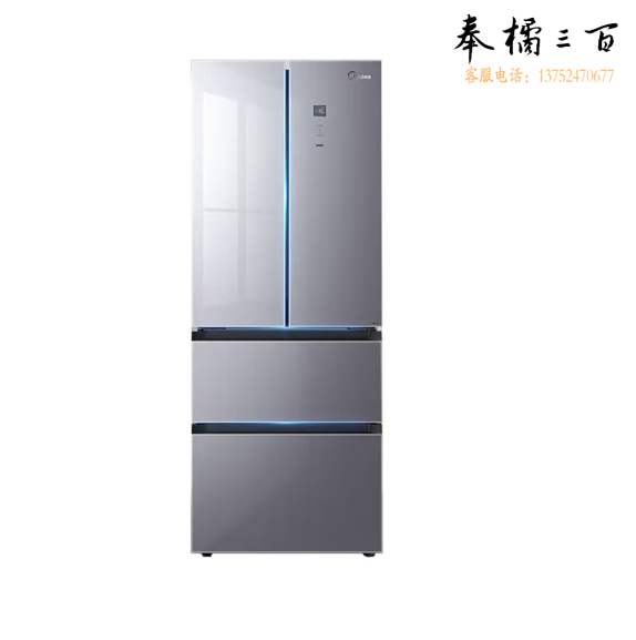 美的   四门327升 冰箱 BCD-327WFGPM 榭湖银
