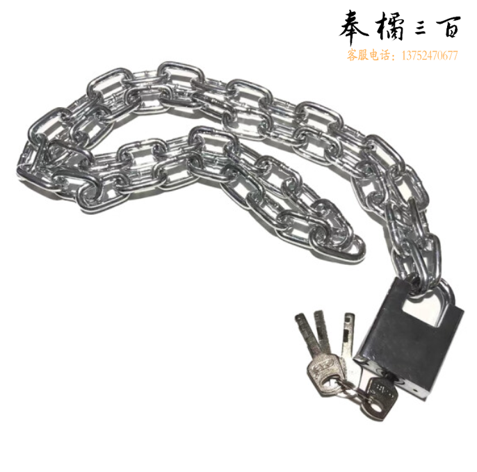 大宝 链条锁/防盗车锁 加粗加长链条锁家用锁具防剪防盗车锁电动车自行车锁铁链子门锁8MM*1M，配四把钥匙