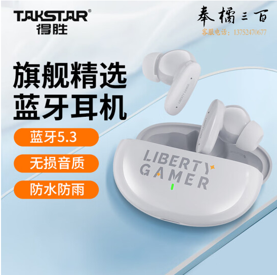得胜（TAKSTAR）LE100W 真无线耳机  运动音乐耳机蓝牙5.3 防水音乐耳机重低音入耳式