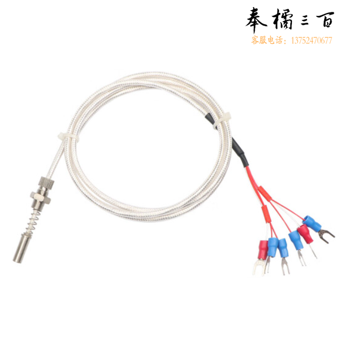 端面热电阻WZPM-201 PT100双组  螺纹M10*1 探头管8*18mm 线长2米"