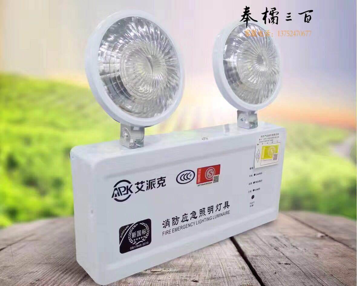 艾派克  新国标 LED双头应急照明灯：产品尺寸：260*50*255mm
