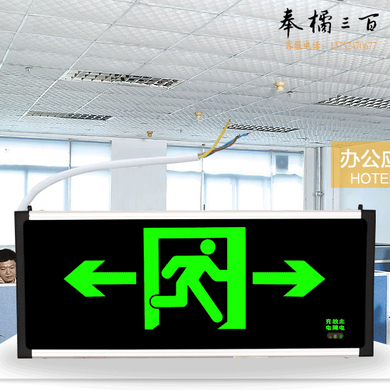 艾派克（AIPAIKE）双面  D215 双向国标LED安全出口指示灯；产品尺寸：332*23*145mm