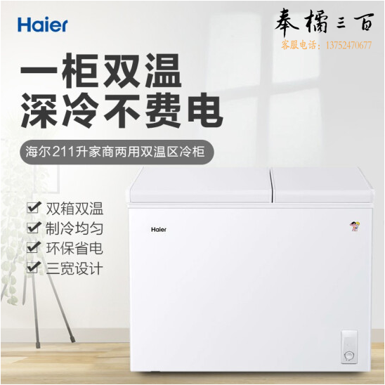 海尔（Haier）FCD-211XBZ冰柜 家用冰柜冷藏冷冻转换小冰柜节能静音大容量速冻冰柜