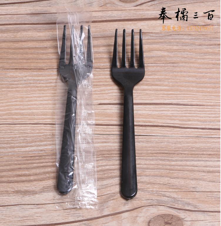 加厚一次性叉子 黑色塑料叉子  (四齿)
