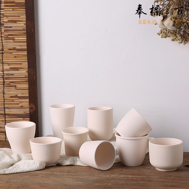陶艺素坯杯子 高白泥DIY陶瓷半成品杯子