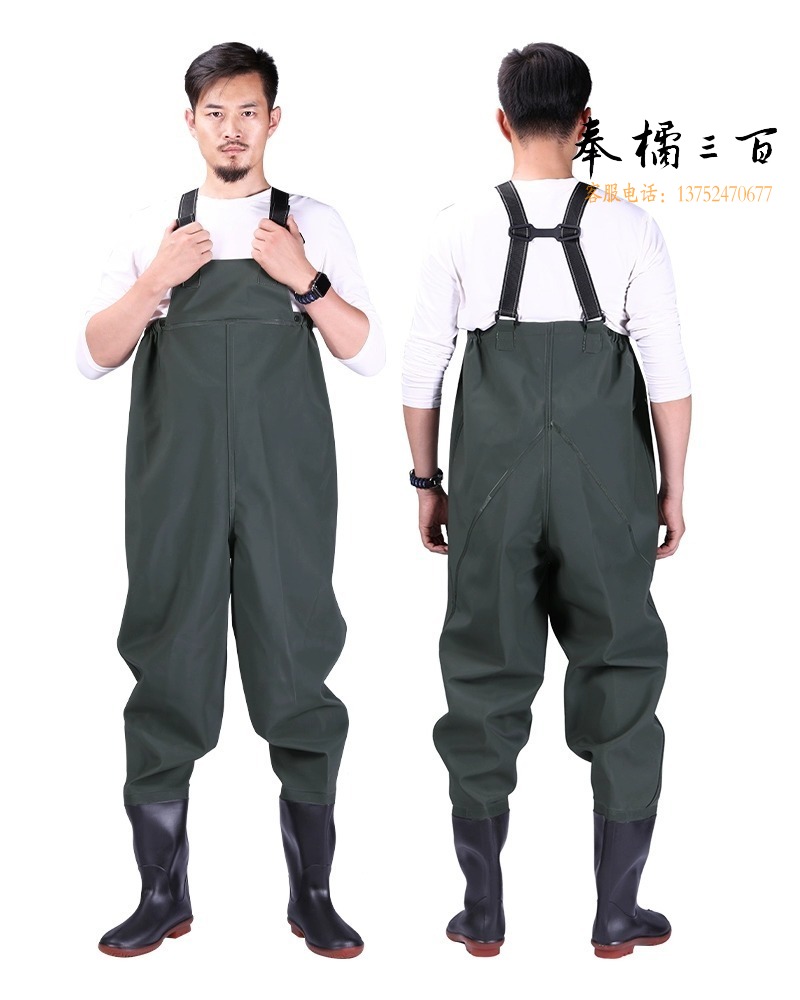 际华 3539下水裤连体 雨裤带雨鞋半身防水 全身皮叉水鞋加厚 雨衣