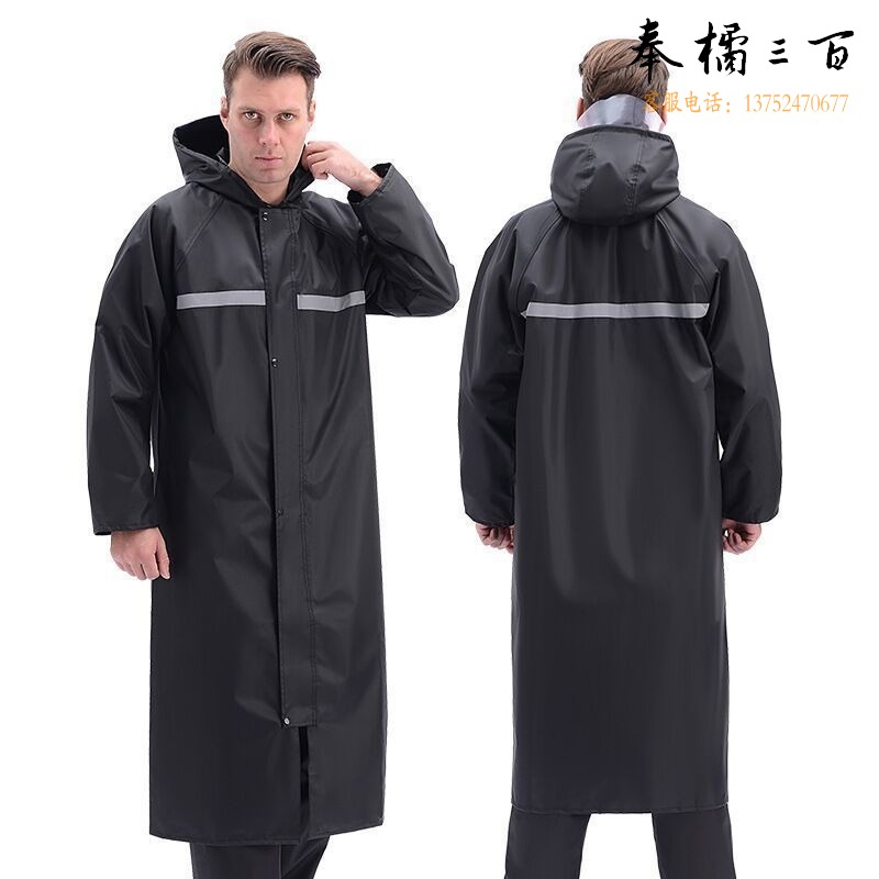 云龙 T0936 高质量防水带反光条的绿色PVC长款雨衣 雨披