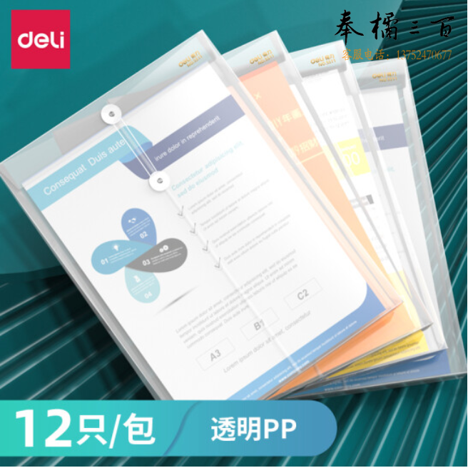 得力 5511A 透明档案袋225*335mm(12个)
