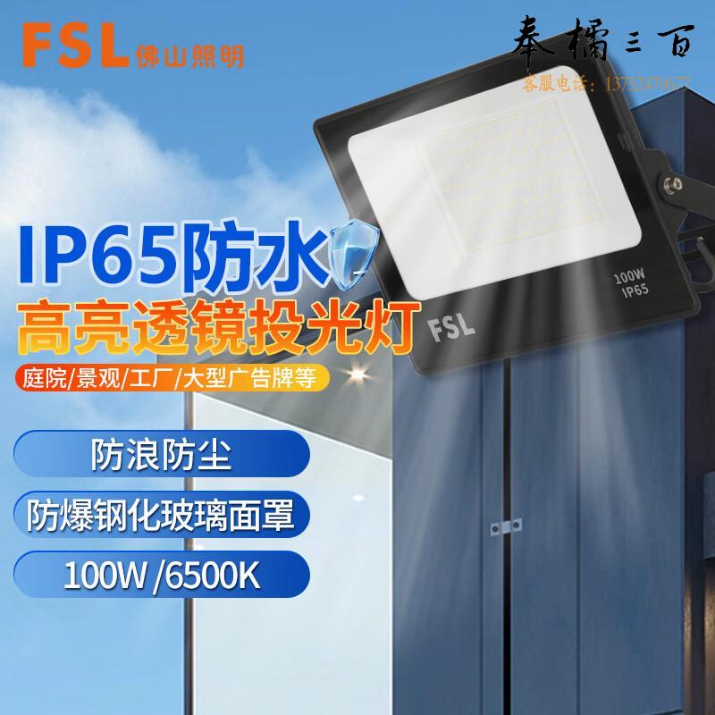 FSL佛山照明  LED投光灯 工地路灯 IP65户外防水射灯 工厂房车间室外照明灯 抗浪涌  100w白光9000ml流明  个电工电料