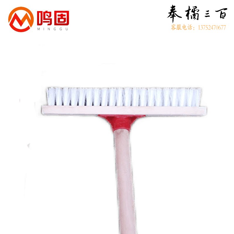 鸣固 木头把地板刷 硬毛长柄厨房卫生间洗地毯刷地面刷子 清洁硬毛刷瓷砖大号浴室便池刷 40cm其他防护用品