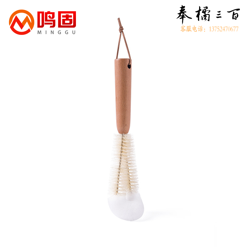 鸣固 ZJ4027长柄榉木清洁杯刷 丝瓜洗杯刷 玻璃杯洗杯刷子丝瓜刷 白色38cm其他防护用品