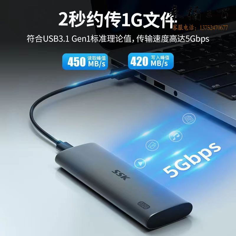 SSK飚王usb3.1gen1固态硬盘迷你小巧1TB手机电脑ssd移动硬盘   256G电工电料