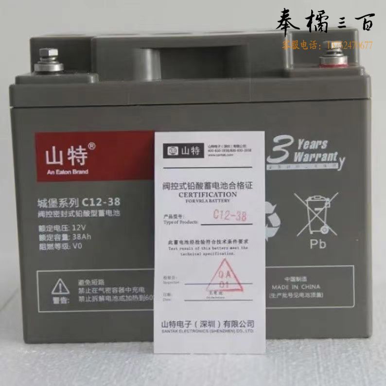 山特12V 蓄电池C12-100阀控式免维护铅酸UPS蓄电池  12V38ah  个碱性蓄电池设备