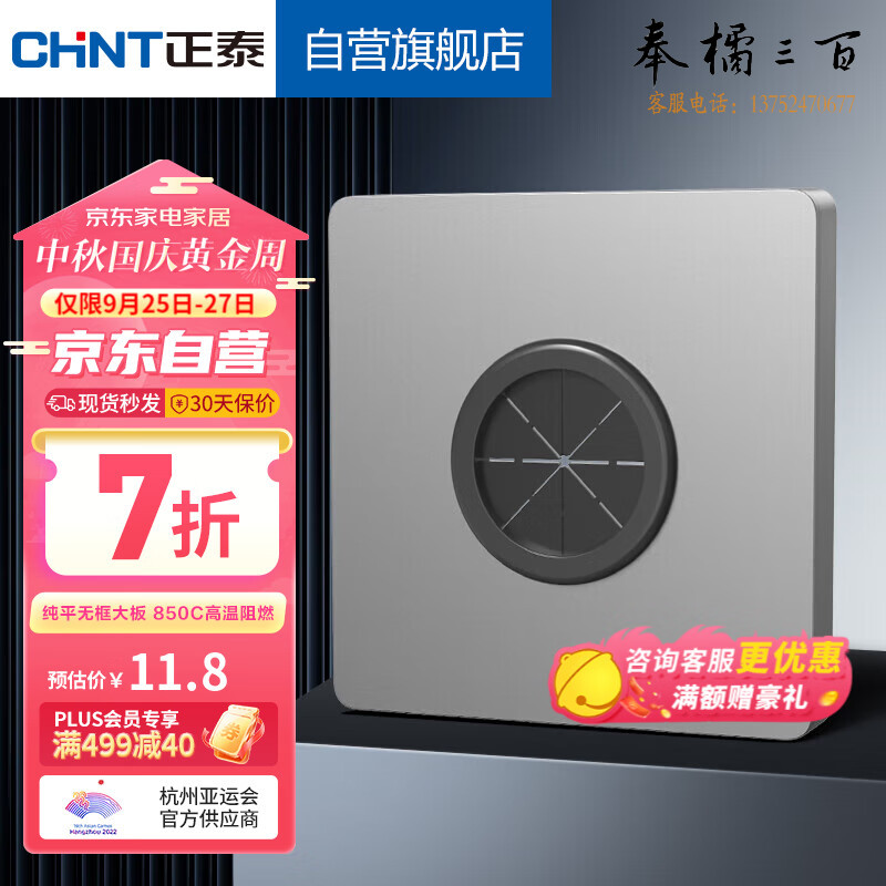 正泰开关插座面板86型墙壁插座10a出线孔插座 NEW6C幻银灰NEW6-C90165