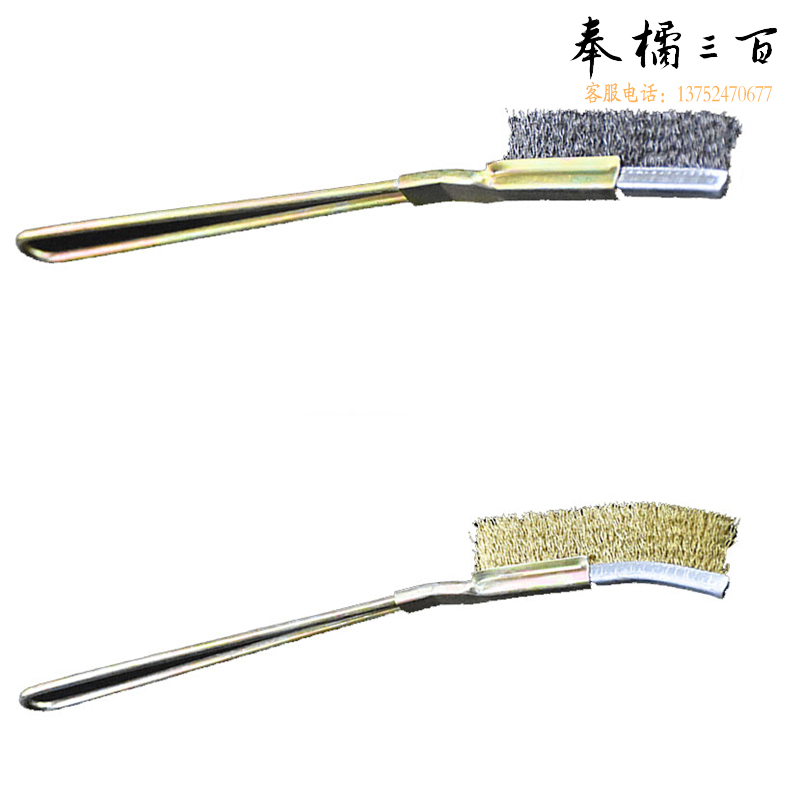 捷诺立(JNL) N14654 钢丝刷铁刷子钢刷烧烤炉清洁刷不锈钢刀刷工业除锈小铜丝【小钢丝直头+铜丝弯头共2把】手动工具
