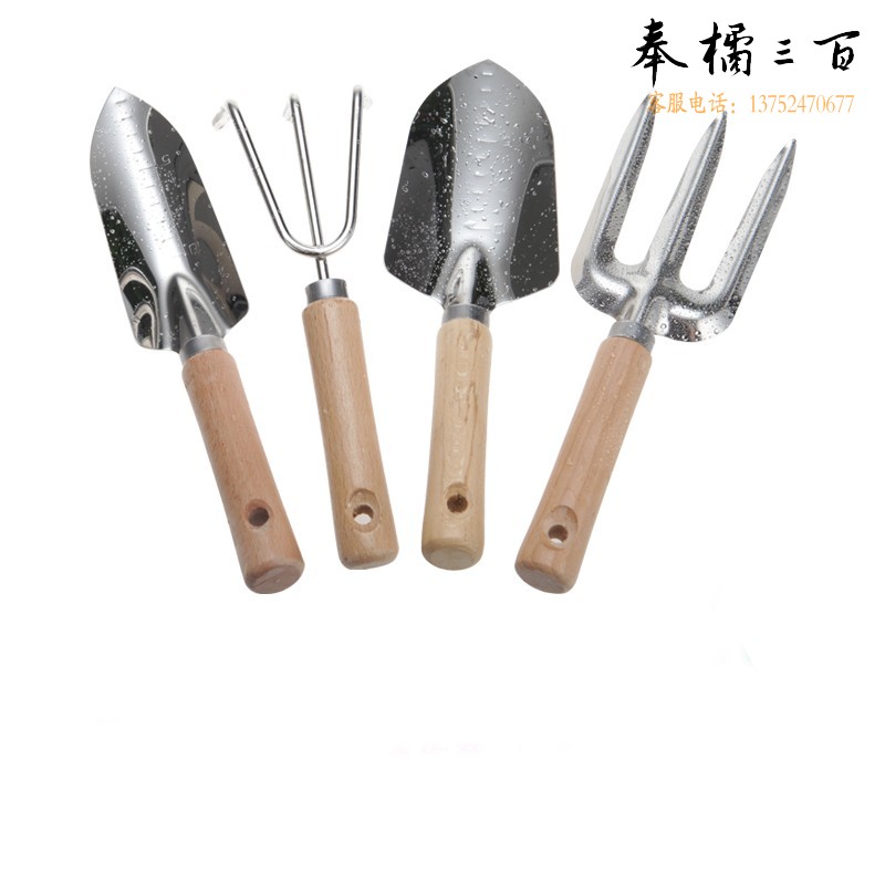 捷诺立（JNL）N51870家用种花工具 小铲子套装种菜养花园艺植树铁铲花铲种植挖土【中号木柄+不锈钢五件套】手动工具