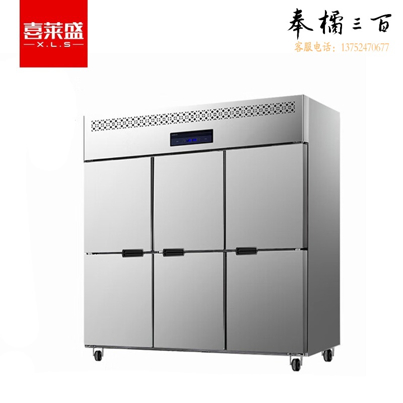 喜莱盛 XLS-6D 六门 冷柜 不锈钢立式冰柜 冷藏冷冻双温保鲜柜展示柜