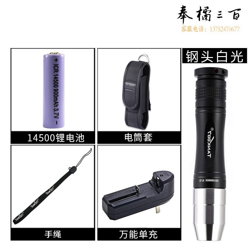 TANK007 探客TK568 照玉石鉴定强光手电筒专用赌石琥珀珠宝专业翡翠玉石手电 TK568钢头白光【看成品纹理】标准套餐（1450