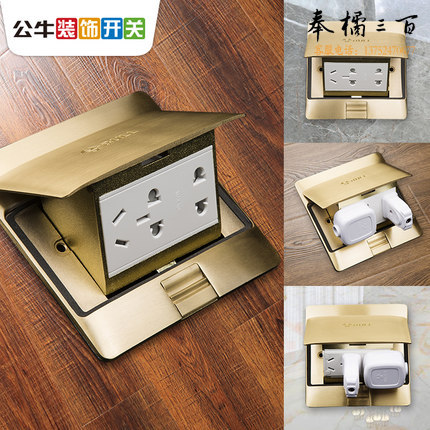 公牛(BULL)  GD1Z332  地插座全铜防水阻尼 弹出式插座 八孔家用隐藏式地扦铜地插