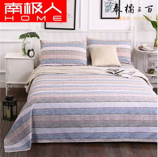 南极人home 全棉老粗布床单纯棉学生床单单件床单 古韵条纹 200*230CM单床单