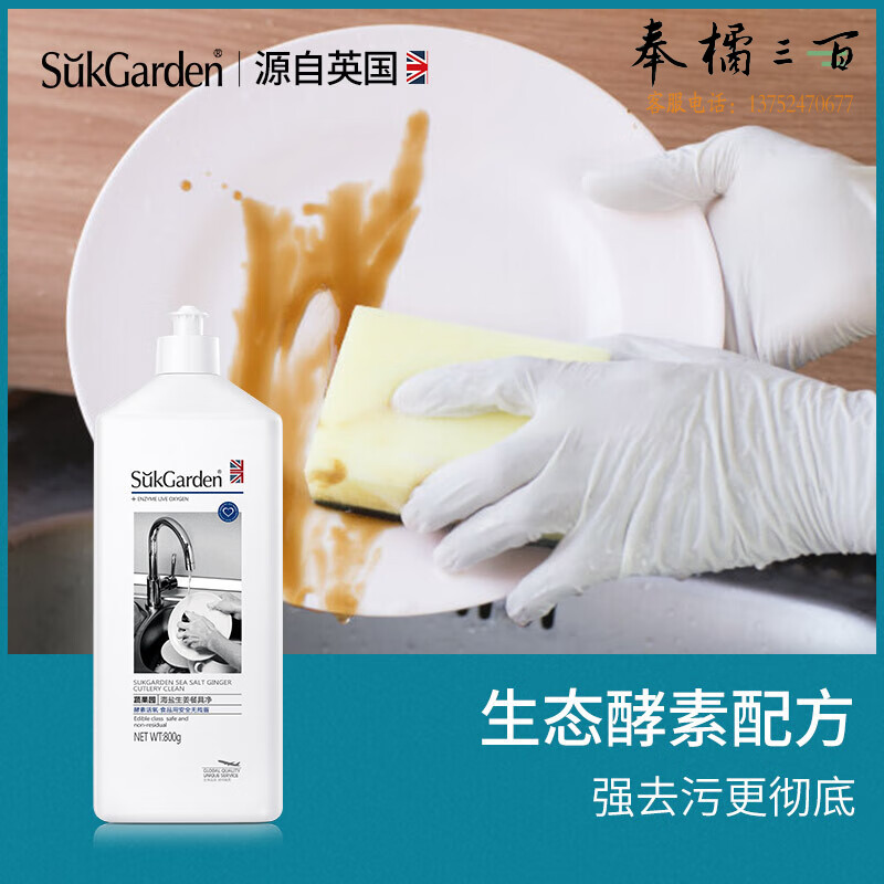 蔬果园（SukGarden） 海盐生姜餐具净800g去油除渍安全无残留