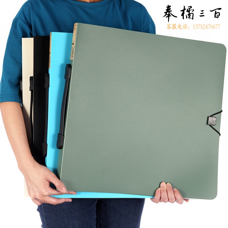 康百 手提加厚正方形国画收纳册儿童作品资料册40x40画册多层插页袋34x34画夹大容量多层文件夹 A9023-颜色随机-40页(40*40cm)