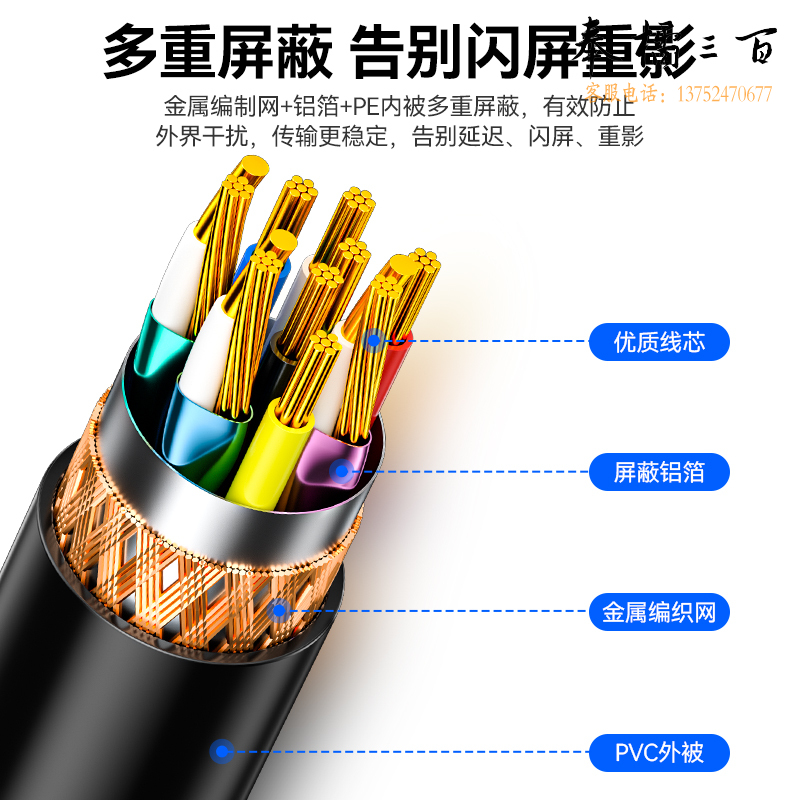 山泽（SAMZHE）VM-1200VGA线高清双磁环蓝头VGA3+6线芯 20米