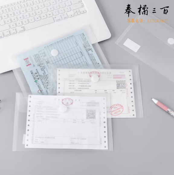 天顺 增值税发票透明文件袋 支票袋 魔术贴小号TS233 12个装