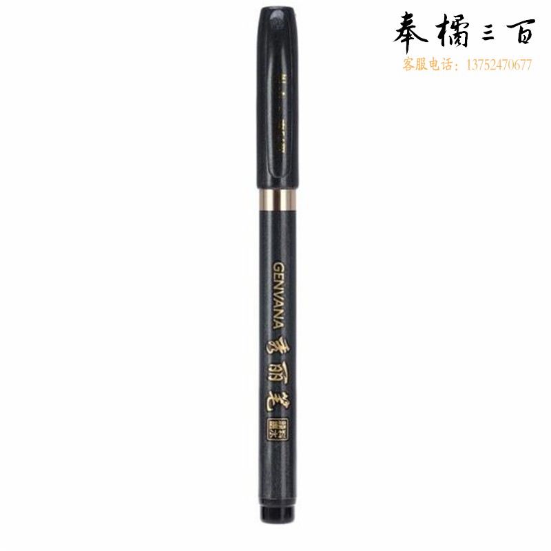 金万年（Genvana）可加墨秀丽笔 毛笔 书法练字笔 软笔 提名签到签名笔 抄经笔 补充液 大/中/小楷可选择 小楷（G-0938）黑色一盒12支