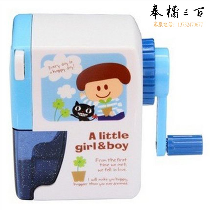 得力（deli） 12只/盒 得力卷笔刀削笔机果缤纷削笔机手摇小学生削笔器卷笔刀转笔刀卡通可爱汪星人蓝色0610